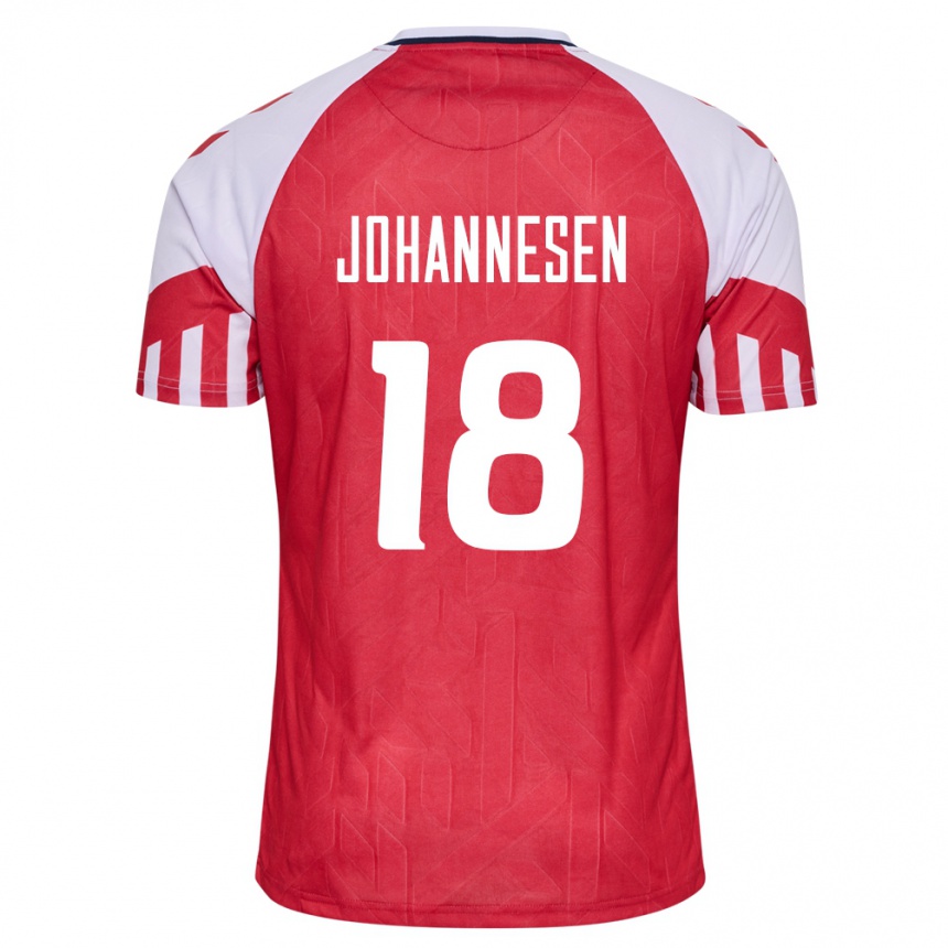 Herren Fußball Dänische Sofus Johannesen #18 Rot Heimtrikot Trikot 24-26 T-Shirt Luxemburg