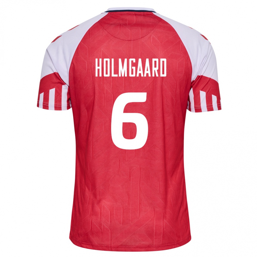 Herren Fußball Dänische Karen Holmgaard #6 Rot Heimtrikot Trikot 24-26 T-Shirt Luxemburg