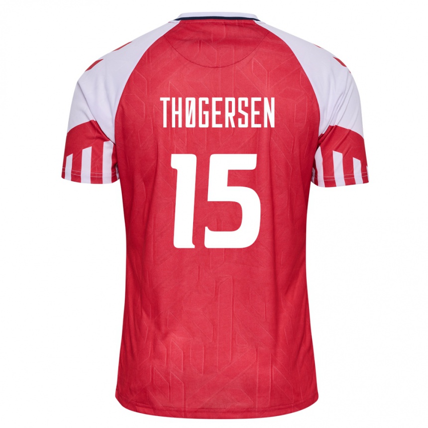 Herren Fußball Dänische Frederikke Thøgersen #15 Rot Heimtrikot Trikot 24-26 T-Shirt Luxemburg