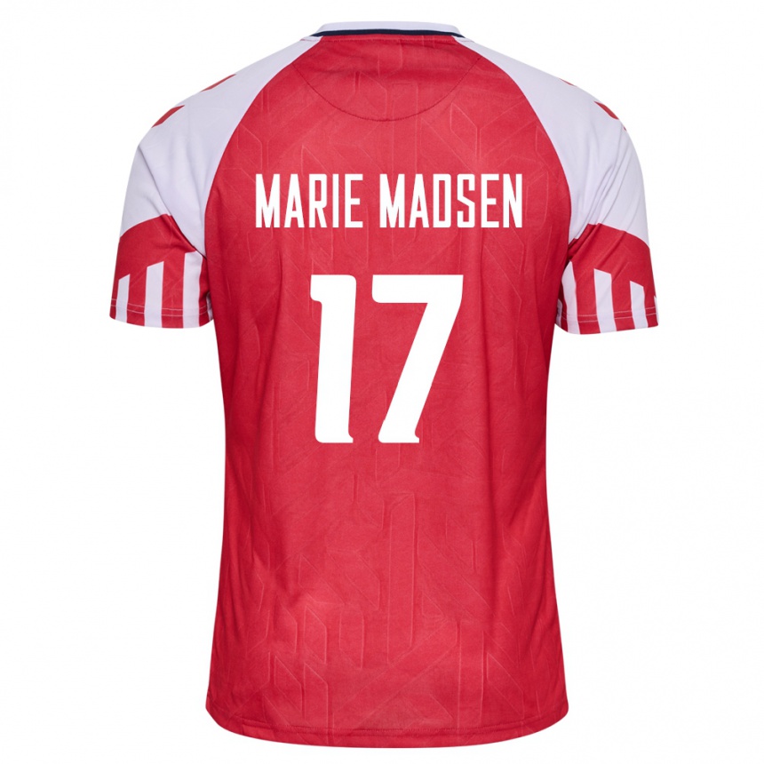 Herren Fußball Dänische Rikke Marie Madsen #17 Rot Heimtrikot Trikot 24-26 T-Shirt Luxemburg