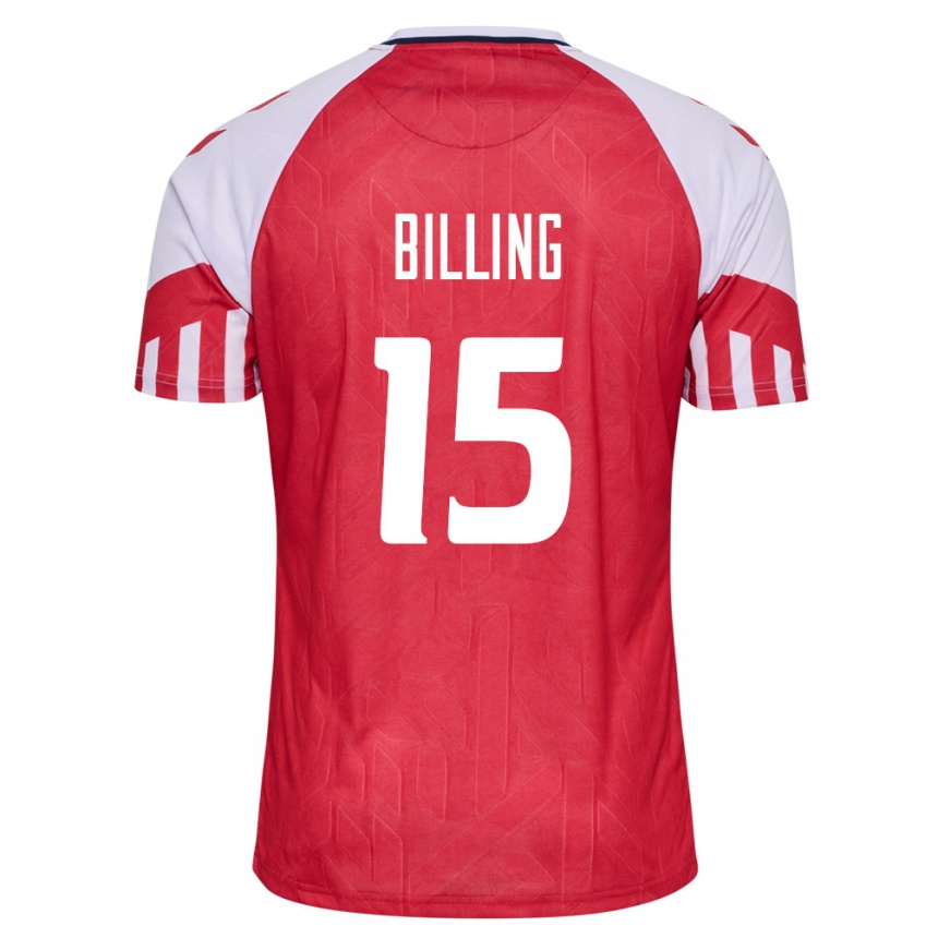 Herren Fußball Dänische Philip Billing #15 Rot Heimtrikot Trikot 24-26 T-Shirt Luxemburg
