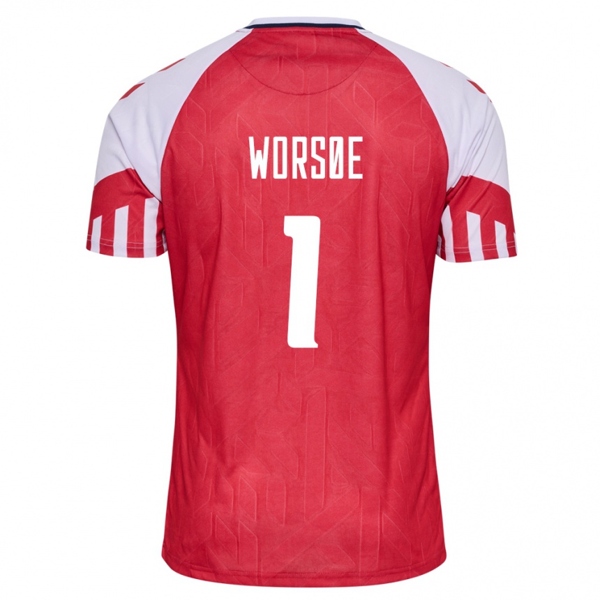 Herren Fußball Dänische Laura Worsoe #1 Rot Heimtrikot Trikot 24-26 T-Shirt Luxemburg