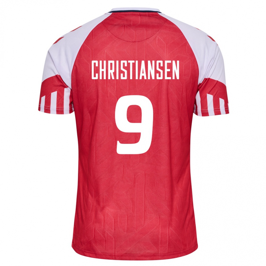 Herren Fußball Dänische Nanna Christiansen #9 Rot Heimtrikot Trikot 24-26 T-Shirt Luxemburg