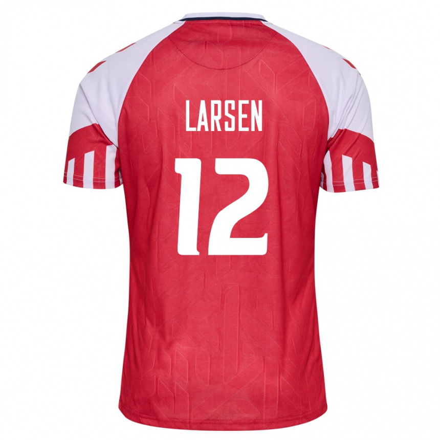 Herren Fußball Dänische Stine Larsen #12 Rot Heimtrikot Trikot 24-26 T-Shirt Luxemburg