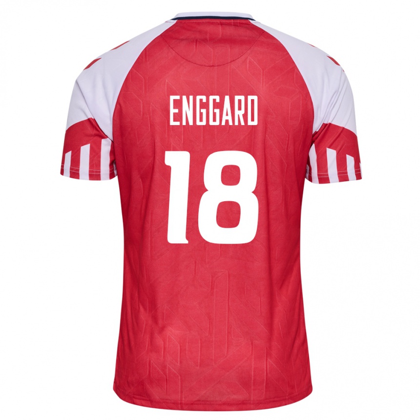 Herren Fußball Dänische Mads Enggard #18 Rot Heimtrikot Trikot 24-26 T-Shirt Luxemburg