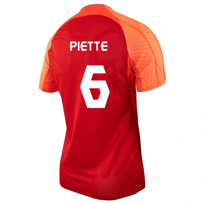 Herren Fußball Kanadische Samuel Piette #6 Orangefarben Heimtrikot Trikot 24-26 T-Shirt Luxemburg