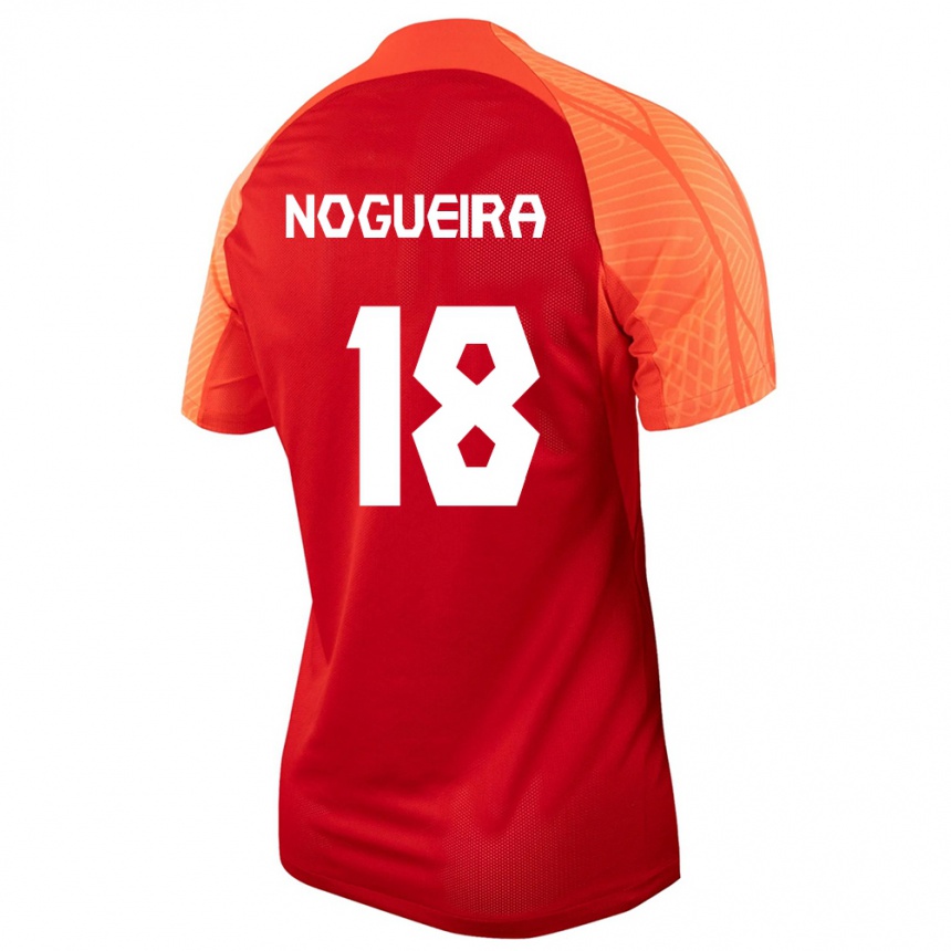 Herren Fußball Kanadische Matthew Nogueira #18 Orangefarben Heimtrikot Trikot 24-26 T-Shirt Luxemburg