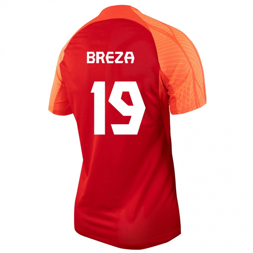 Herren Fußball Kanadische Sebastian Breza #19 Orangefarben Heimtrikot Trikot 24-26 T-Shirt Luxemburg