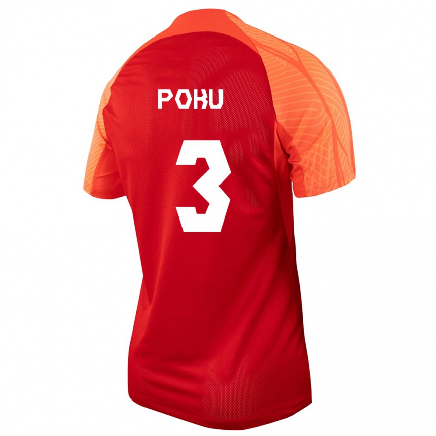 Herren Fußball Kanadische Kwasi Poku #3 Orangefarben Heimtrikot Trikot 24-26 T-Shirt Luxemburg