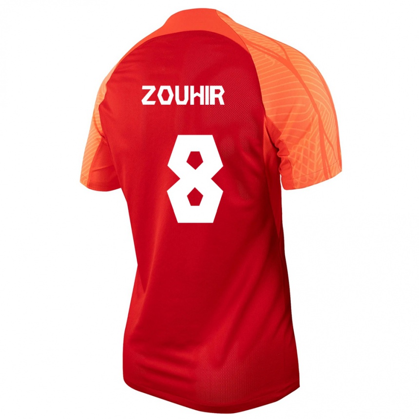 Herren Fußball Kanadische Rida Zouhir #8 Orangefarben Heimtrikot Trikot 24-26 T-Shirt Luxemburg