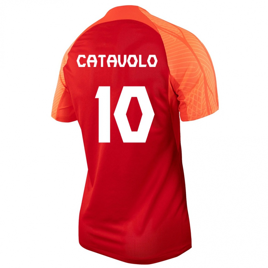 Herren Fußball Kanadische Matthew Catavolo #10 Orangefarben Heimtrikot Trikot 24-26 T-Shirt Luxemburg