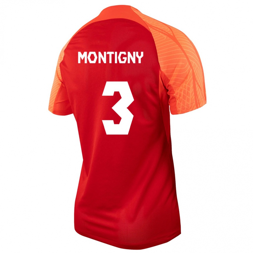 Herren Fußball Kanadische Gaël De Montigny #3 Orangefarben Heimtrikot Trikot 24-26 T-Shirt Luxemburg