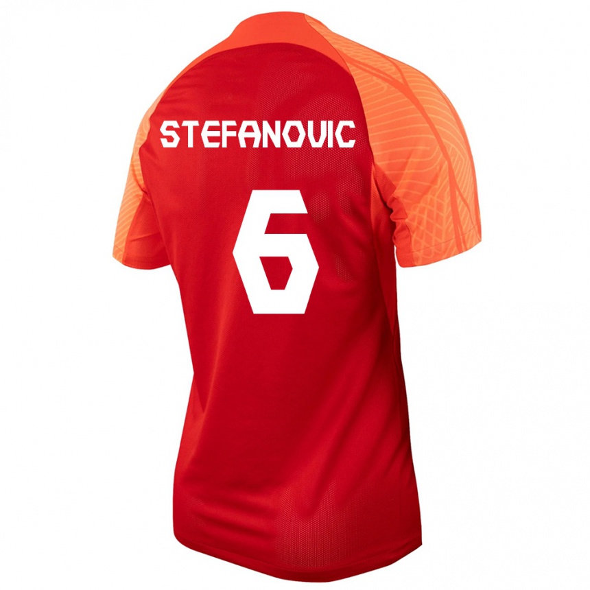 Herren Fußball Kanadische Lazar Stefanovic #6 Orangefarben Heimtrikot Trikot 24-26 T-Shirt Luxemburg