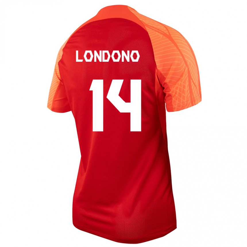 Herren Fußball Kanadische Tyler Londono #14 Orangefarben Heimtrikot Trikot 24-26 T-Shirt Luxemburg