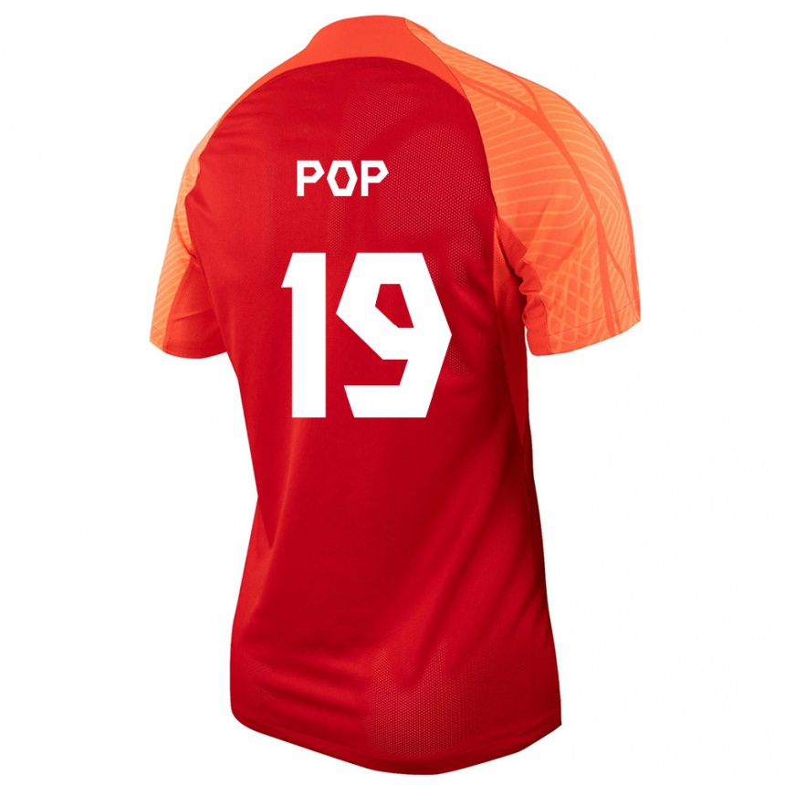 Herren Fußball Kanadische Erik Pop #19 Orangefarben Heimtrikot Trikot 24-26 T-Shirt Luxemburg