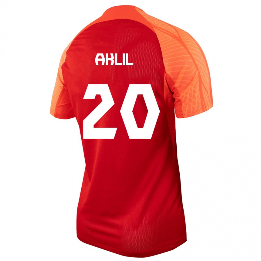 Herren Fußball Kanadische Lino Aklil #20 Orangefarben Heimtrikot Trikot 24-26 T-Shirt Luxemburg