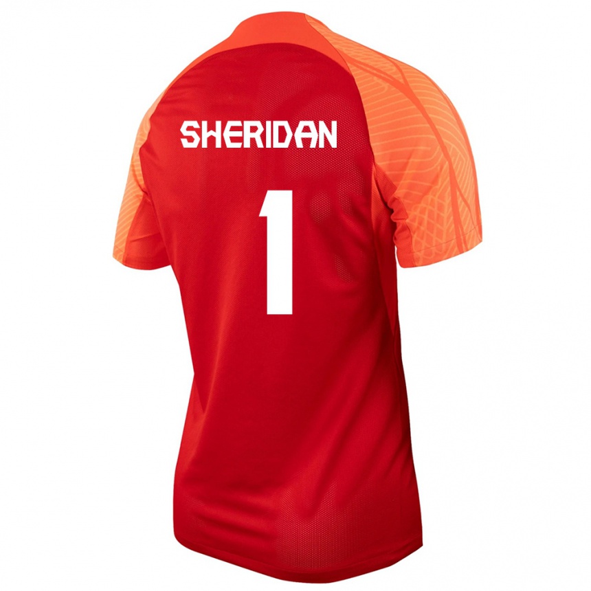 Herren Fußball Kanadische Kailen Sheridan #1 Orangefarben Heimtrikot Trikot 24-26 T-Shirt Luxemburg