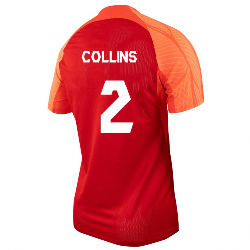 Herren Fußball Kanadische Sydney Collins #2 Orangefarben Heimtrikot Trikot 24-26 T-Shirt Luxemburg