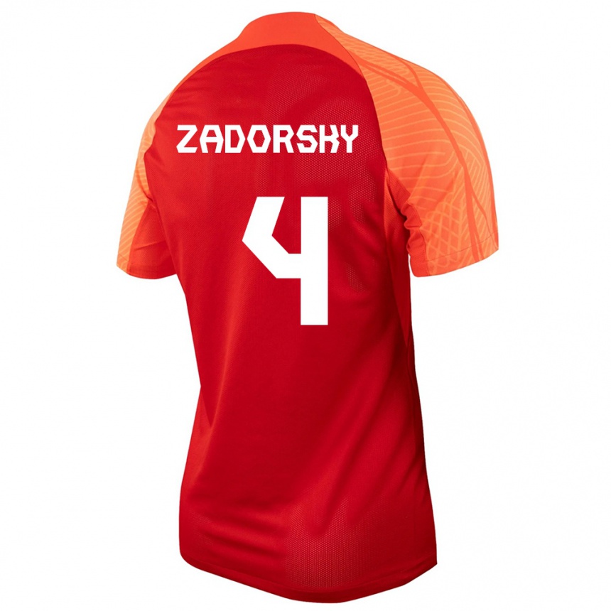Herren Fußball Kanadische Shelina Zadorsky #4 Orangefarben Heimtrikot Trikot 24-26 T-Shirt Luxemburg