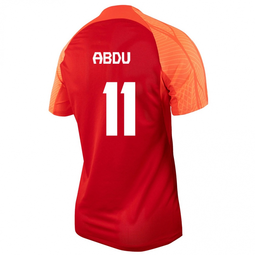 Herren Fußball Kanadische Latifah Abdu #11 Orangefarben Heimtrikot Trikot 24-26 T-Shirt Luxemburg