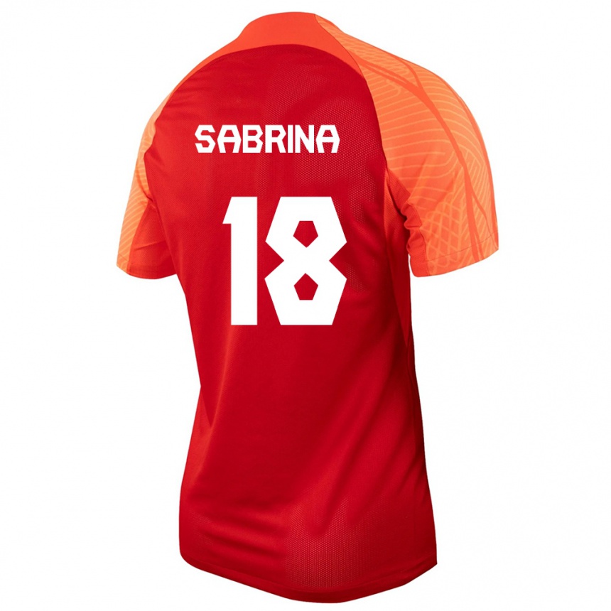 Herren Fußball Kanadische Sabrina D Angelo #18 Orangefarben Heimtrikot Trikot 24-26 T-Shirt Luxemburg