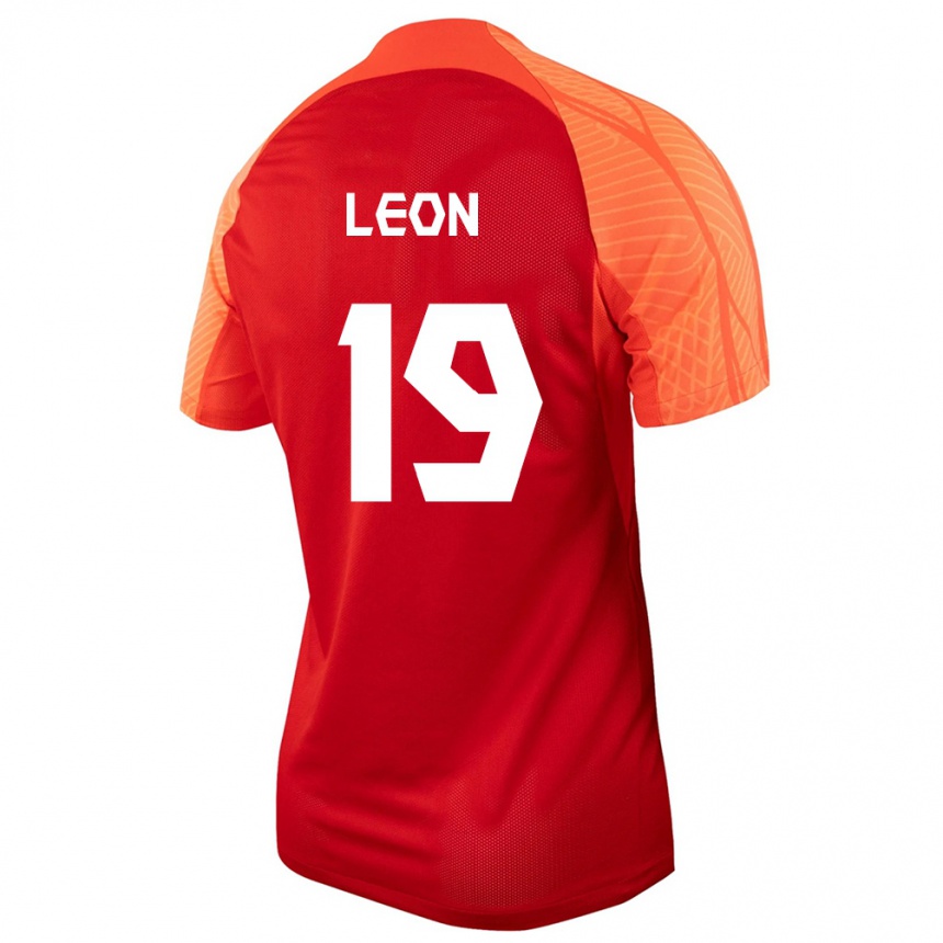 Herren Fußball Kanadische Adriana Leon #19 Orangefarben Heimtrikot Trikot 24-26 T-Shirt Luxemburg