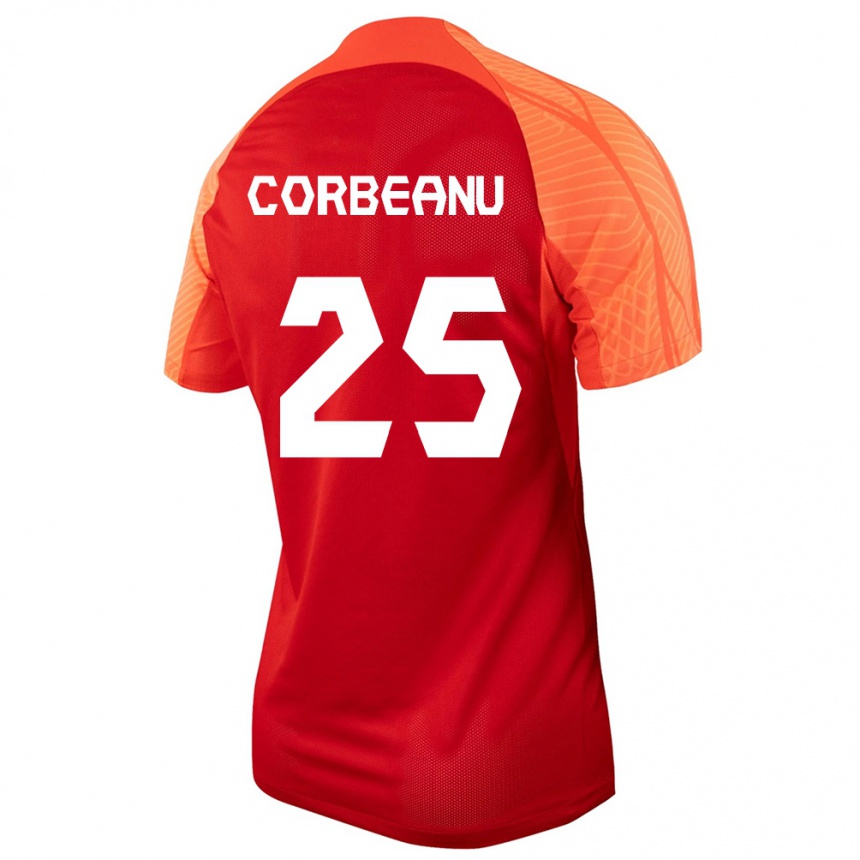 Herren Fußball Kanadische Theo Corbeanu #25 Orangefarben Heimtrikot Trikot 24-26 T-Shirt Luxemburg
