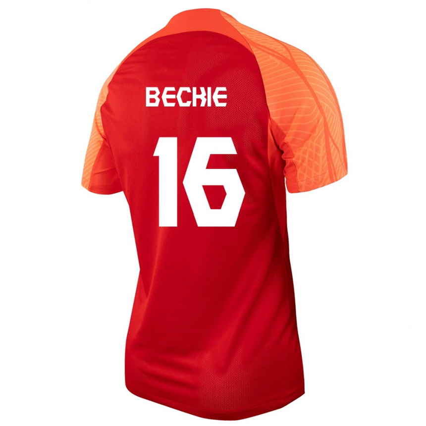 Herren Fußball Kanadische Janine Beckie #16 Orangefarben Heimtrikot Trikot 24-26 T-Shirt Luxemburg