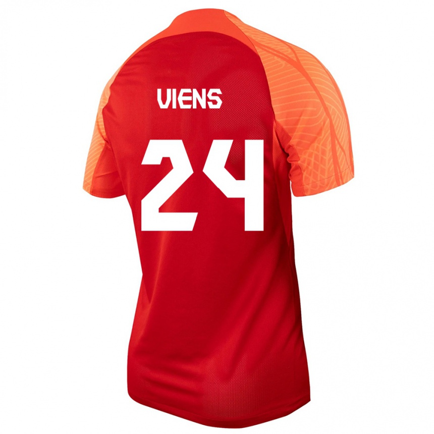Herren Fußball Kanadische Evelyne Viens #24 Orangefarben Heimtrikot Trikot 24-26 T-Shirt Luxemburg