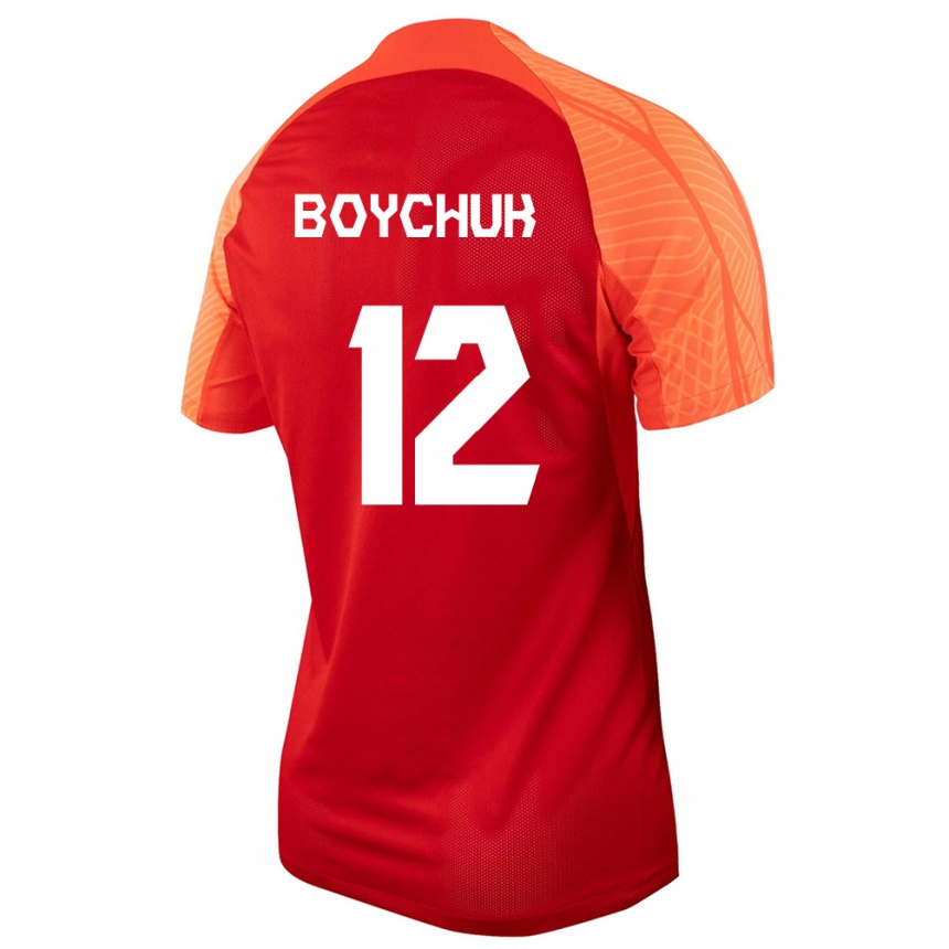 Herren Fußball Kanadische Tanya Boychuk #12 Orangefarben Heimtrikot Trikot 24-26 T-Shirt Luxemburg