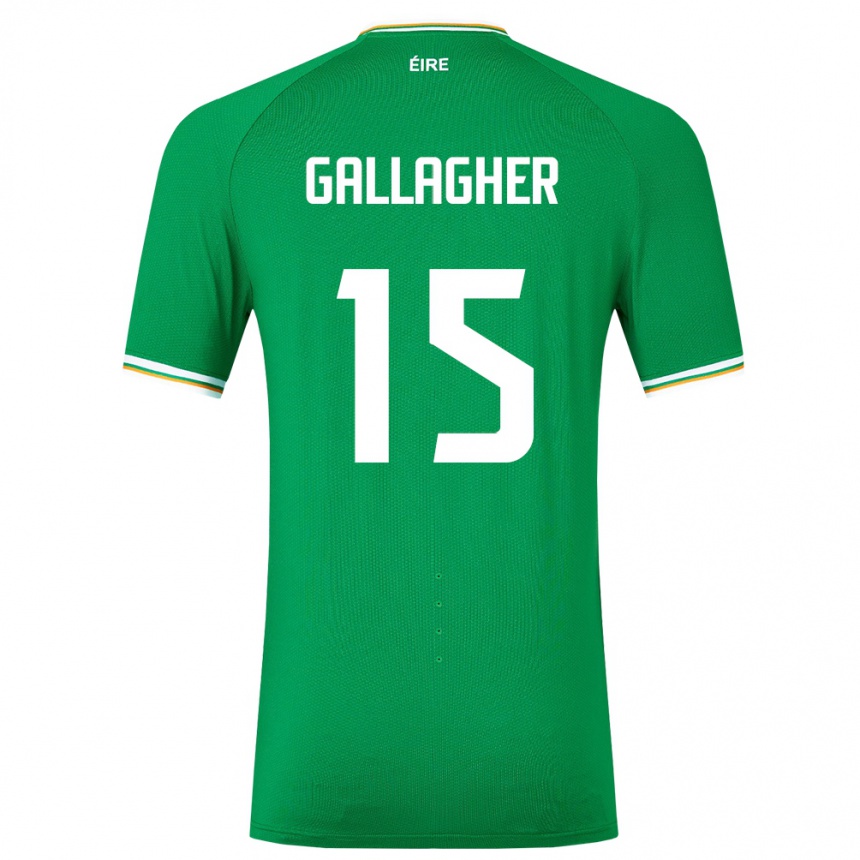 Herren Fußball Irische Oisín Gallagher #15 Grün Heimtrikot Trikot 24-26 T-Shirt Luxemburg