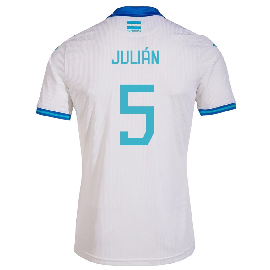 Herren Fußball Honduras Julián Martínez #5 Weiß Heimtrikot Trikot 24-26 T-Shirt Luxemburg