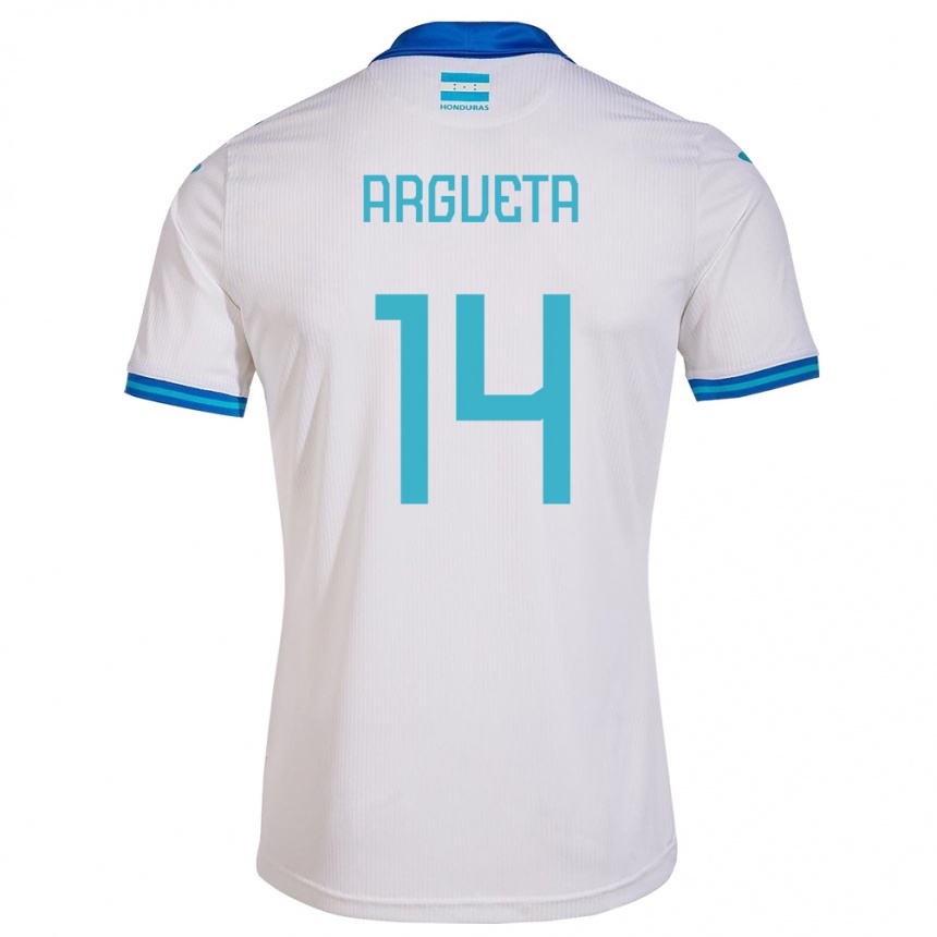 Herren Fußball Honduras Carlos Argueta #14 Weiß Heimtrikot Trikot 24-26 T-Shirt Luxemburg
