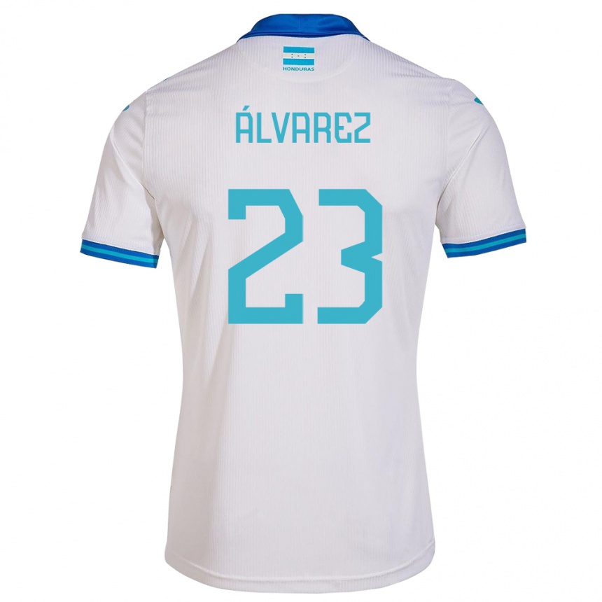 Herren Fußball Honduras Jorge Álvarez #23 Weiß Heimtrikot Trikot 24-26 T-Shirt Luxemburg
