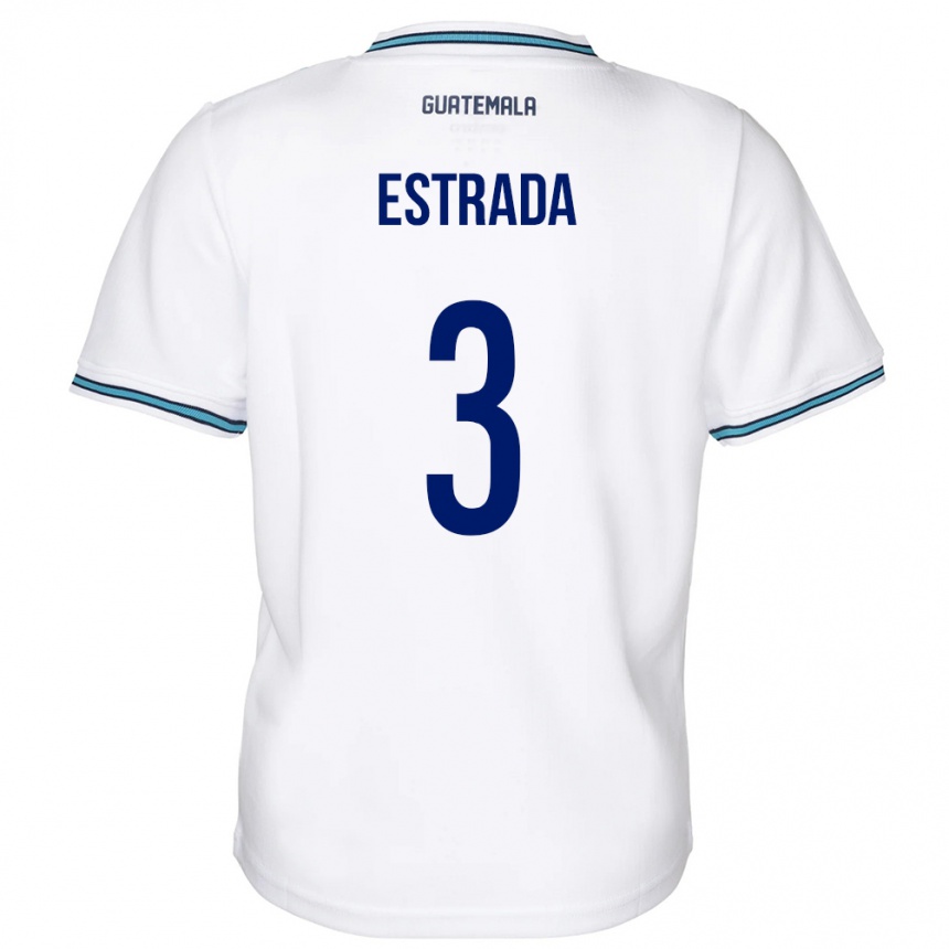 Herren Fußball Guatemala Carlos Estrada #3 Weiß Heimtrikot Trikot 24-26 T-Shirt Luxemburg