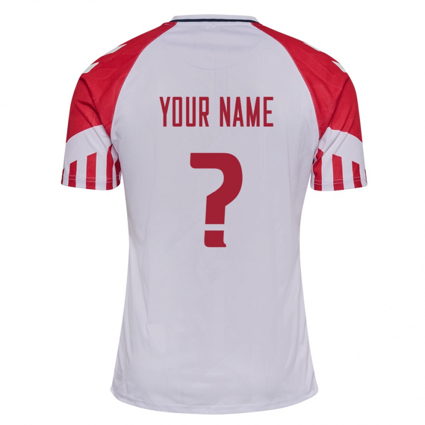 Herren Fußball Dänische Ihren Namen #0 Weiß Auswärtstrikot Trikot 24-26 T-Shirt Luxemburg