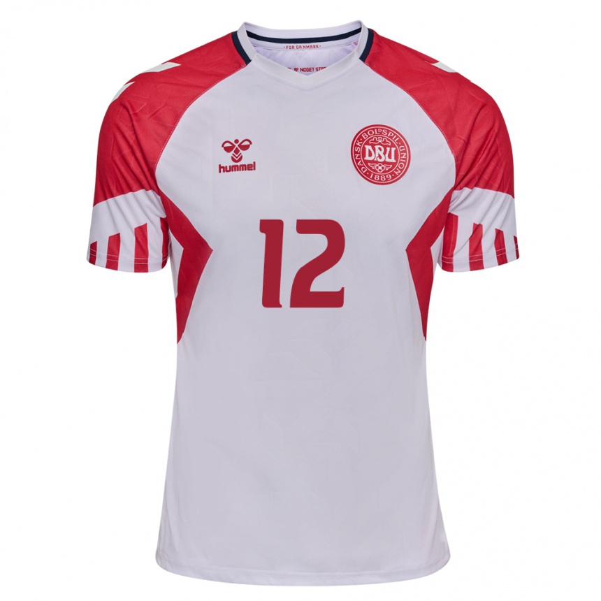 Herren Fußball Dänische Jesper Lindstrom #12 Weiß Auswärtstrikot Trikot 24-26 T-Shirt Luxemburg