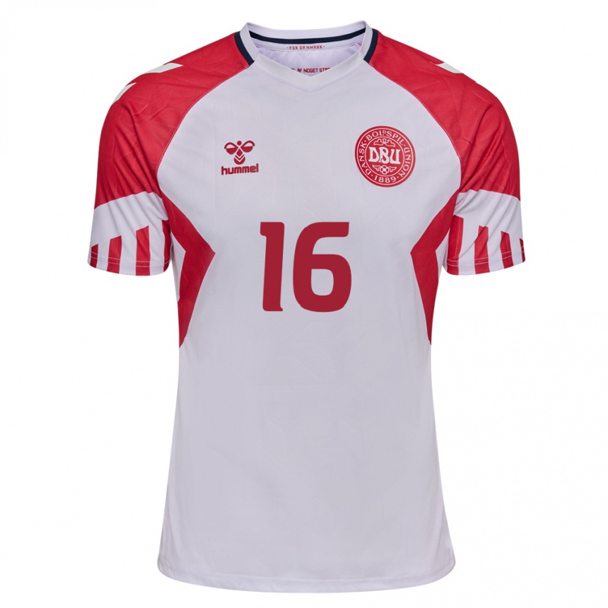Herren Fußball Dänische Filip Jorgensen #16 Weiß Auswärtstrikot Trikot 24-26 T-Shirt Luxemburg