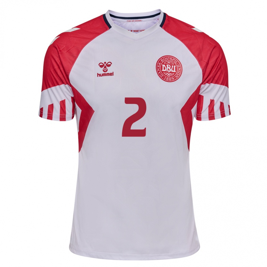 Herren Fußball Dänische Kaare Barslund #2 Weiß Auswärtstrikot Trikot 24-26 T-Shirt Luxemburg