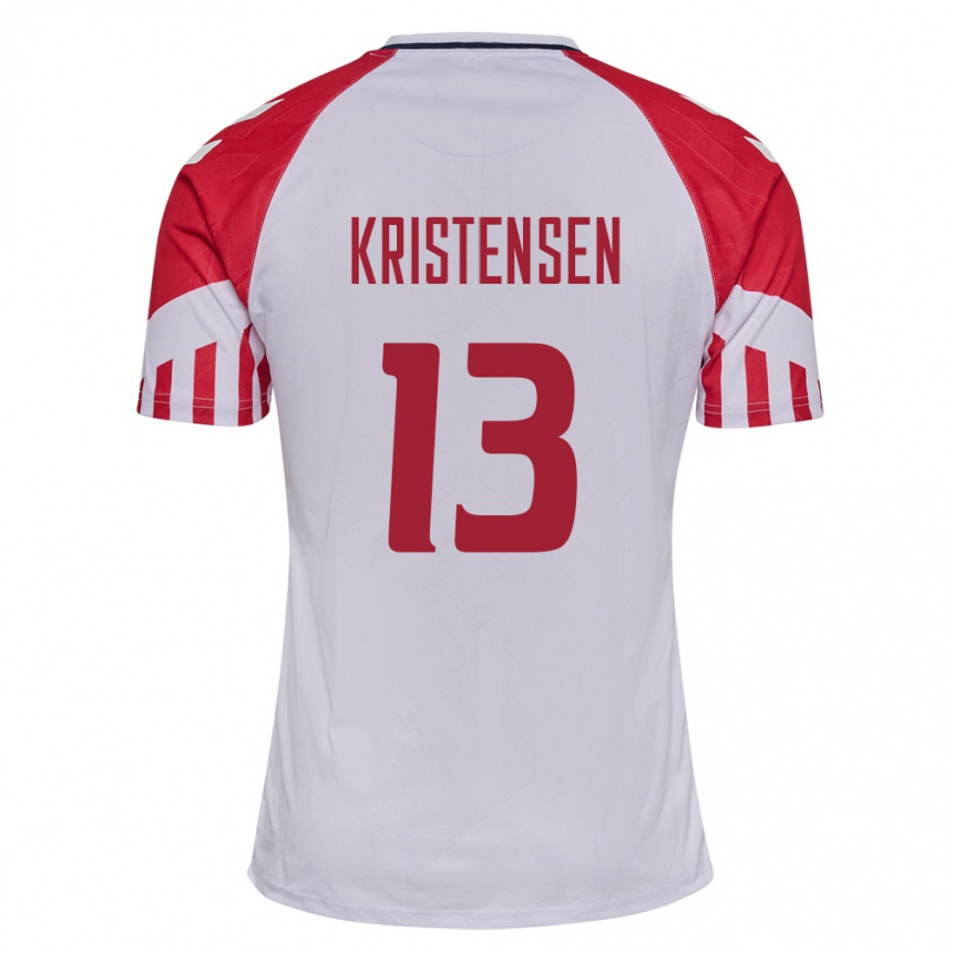 Herren Fußball Dänische Rasmus Kristensen #13 Weiß Auswärtstrikot Trikot 24-26 T-Shirt Luxemburg