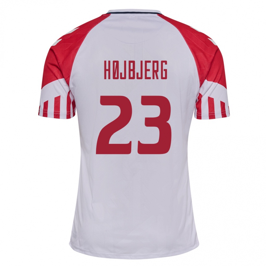 Herren Fußball Dänische Pierre Emile Hojbjerg #23 Weiß Auswärtstrikot Trikot 24-26 T-Shirt Luxemburg