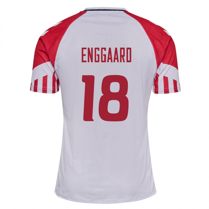 Herren Fußball Dänische Mads Enggaard #18 Weiß Auswärtstrikot Trikot 24-26 T-Shirt Luxemburg