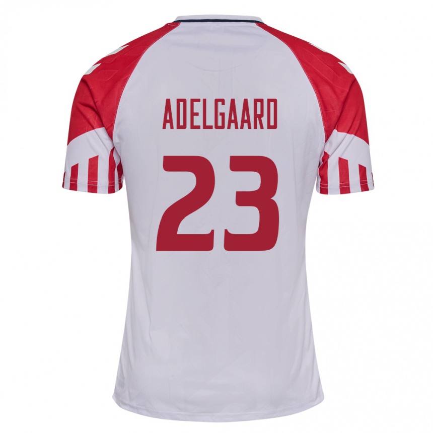 Herren Fußball Dänische Aske Adelgaard #23 Weiß Auswärtstrikot Trikot 24-26 T-Shirt Luxemburg