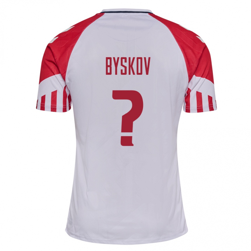 Herren Fußball Dänische Valdemar Byskov #0 Weiß Auswärtstrikot Trikot 24-26 T-Shirt Luxemburg