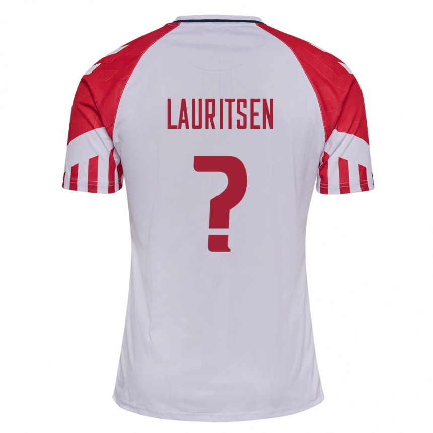Herren Fußball Dänische Mads Lauritsen #0 Weiß Auswärtstrikot Trikot 24-26 T-Shirt Luxemburg