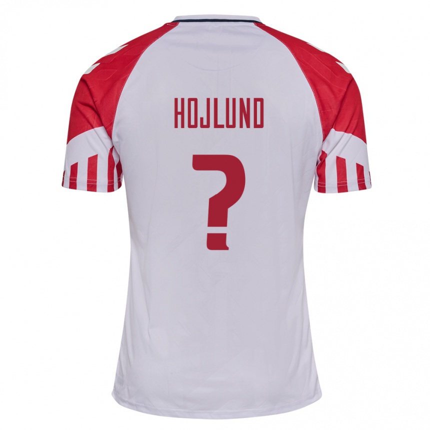 Herren Fußball Dänische Oscar Höjlund #0 Weiß Auswärtstrikot Trikot 24-26 T-Shirt Luxemburg