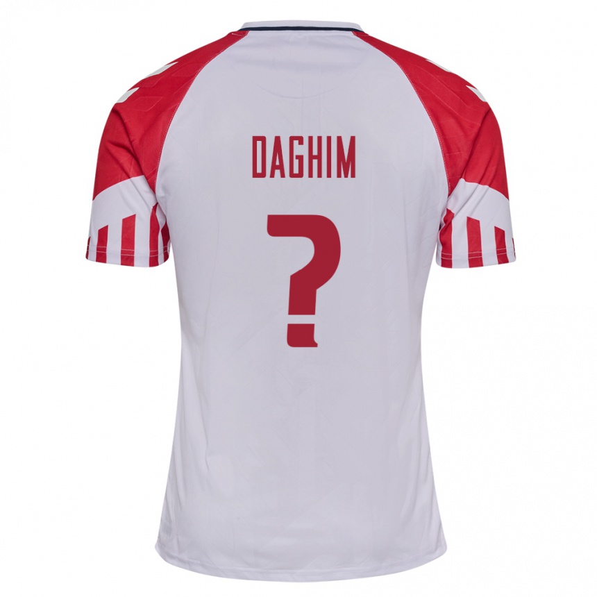 Herren Fußball Dänische Adam Daghim #0 Weiß Auswärtstrikot Trikot 24-26 T-Shirt Luxemburg
