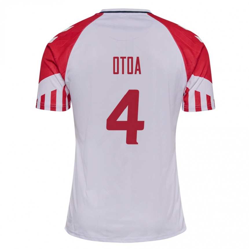 Herren Fußball Dänische Sebastian Otoa #4 Weiß Auswärtstrikot Trikot 24-26 T-Shirt Luxemburg