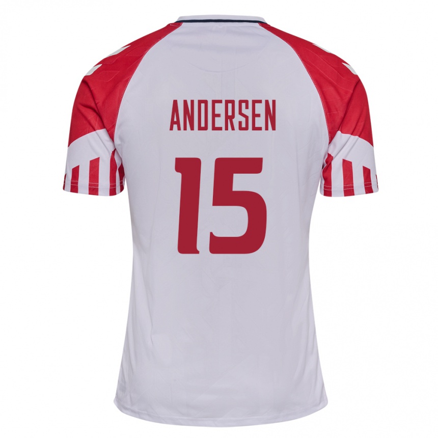Herren Fußball Dänische Jacob Andersen #15 Weiß Auswärtstrikot Trikot 24-26 T-Shirt Luxemburg
