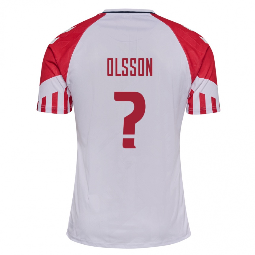 Herren Fußball Dänische Cornelius Olsson #0 Weiß Auswärtstrikot Trikot 24-26 T-Shirt Luxemburg